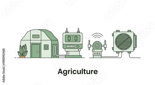 Agricultural Technology Farm Equipment Illustration.