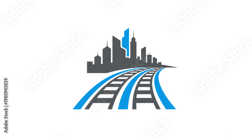 Cityscape with Railroad Tracks.