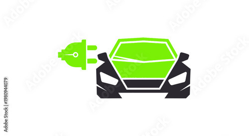 Electric car charging green vehicle.