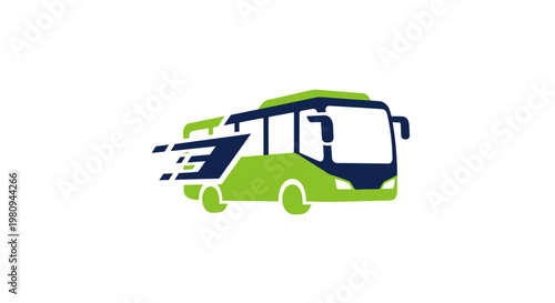 Green Bus Side View Illustration.