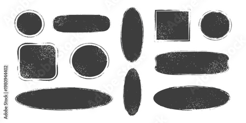 Set of distressed vintage stamp frames and grunge labels with textured borders vector illustration collection