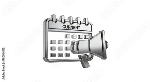 A calendar with a megaphone announcing current events and important dates