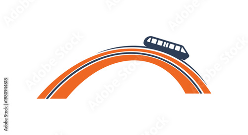Monorail on Orange Track Curve.