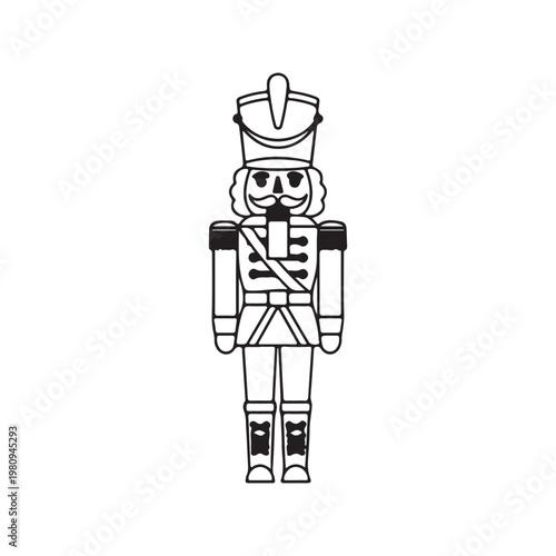 Nutcracker soldier outline vector flat illustration design