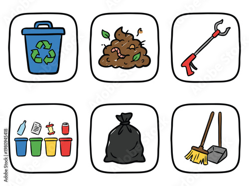 Collection of Sanitation and Cleaning Icons.
