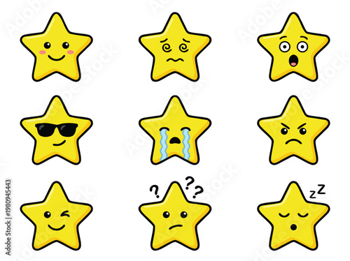 Collection of Cute Star Emoticons.