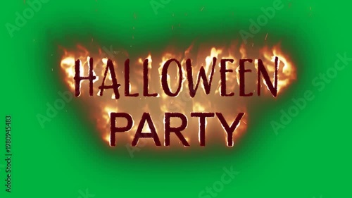 Animation of halloween text made of fire on white background