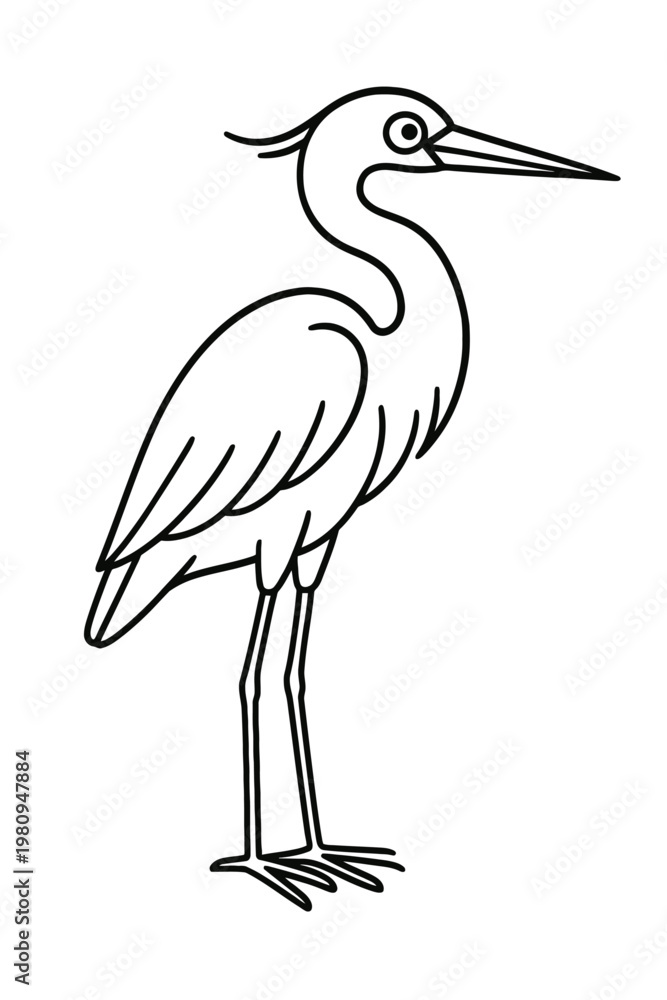 Fototapeta premium A silhouette of a flamingo isolated on a white background as a majestic wild animal in nature