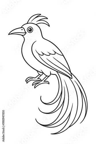 A black and white vector illustration of a wild bird with a sharp beak and feathers perched on a nature branch isolated as a silhouette tattoo icon drawing