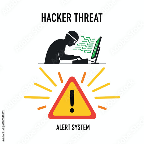 Cybersecurity Alert System Highlighting Hacker Threat and Security Warning