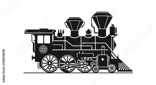Vintage Steam Locomotive Train Engine.