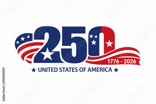 United states 250th anniversary logo celebrating 250 years of american history
