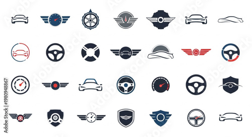 Collection of Automotive Emblems and Symbols Vector Art.