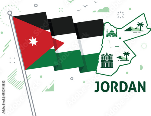 Discover Jordan A Vibrant Blend of Culture, Landmarks, and National Pride Illustrated