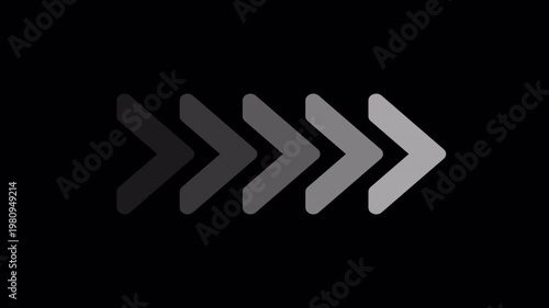  arrow moving forward animation on transparent background. left to Right directional arrow loop animation with alpha channel in 4k.