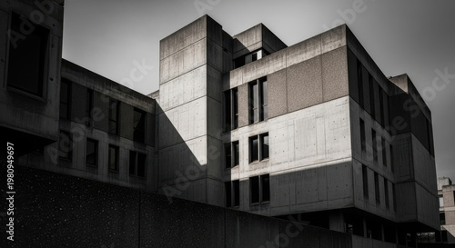Modern Concrete Building with Geometric Design