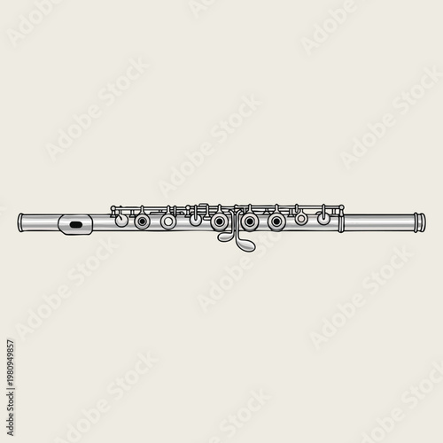 High Quality Digital Illustration of a Classical Piccolo Instrument for Music and Art Projects