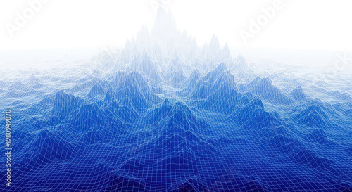 Abstract Blue Geometric Mountain Landscape