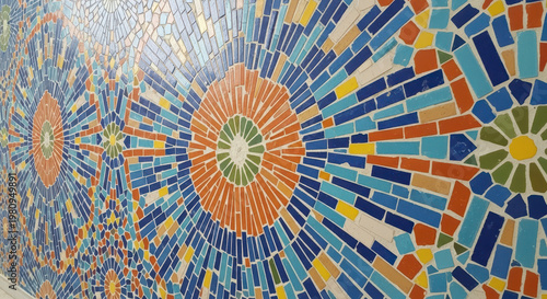 Vibrant Mosaic Wall with Geometric Patterns