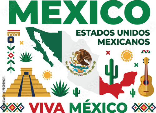 Bild auf Leinwand Viva Mexico! Celebrate Mexican Culture with a Vibrant Independence Day Design Fe