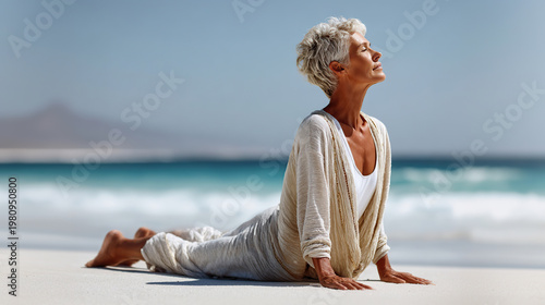 old woman doing yoga