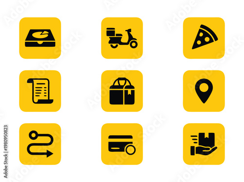 Food Delivery Service Icons.