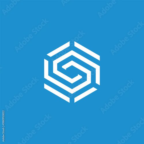 Abstract hexagonal 'S' logo design, modern geometric emblem for business or technology