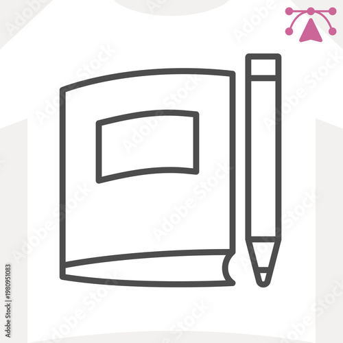 Notebook line icon, notepad concept. Vector graphics. School diary and pencil sign and editable stroke, outline style icon for mobile or web design.