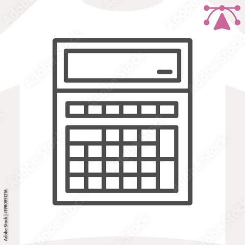 Calculator with digital display line icon, counting tool concept. Vector graphics. Calc with keypad sign and editable stroke, outline style icon for mobile or web design.