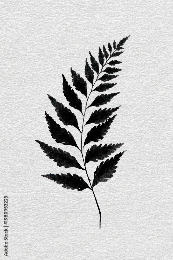 Fototapeta premium Minimalist black fern illustration