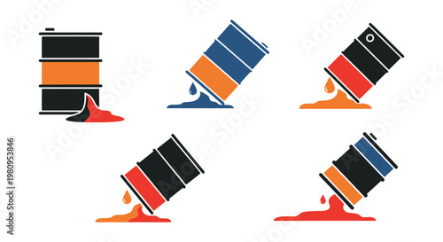 Oil barrel leak Line art clean abstract vector