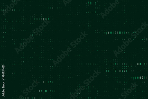 Abstract Green Binary Code Background for Cybersecurity and Quantum Computing Data Stream