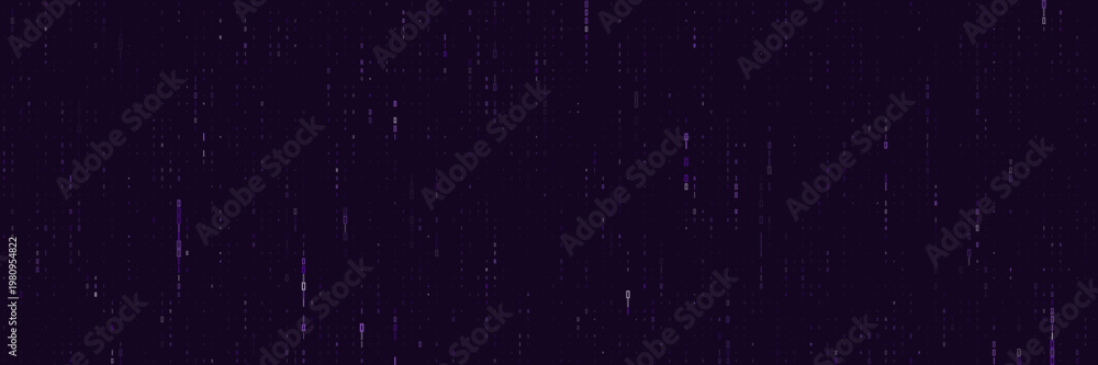 Fototapeta premium Purple Quantum Computing Data Stream Background, Cybersecurity Encryption Matrix Pattern