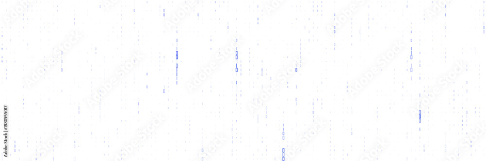 Obraz premium Abstract Blue Binary Code Rain on White Background for Cybersecurity and Data Privacy