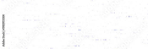 Abstract quantum computing data stream with blue binary code on white background