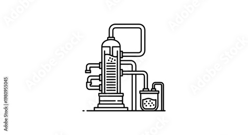 Oil Refinery Line art vector abstract minimal shapes illustration
