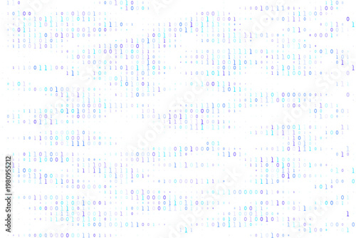 Digital binary code flow background for cybersecurity data encryption and quantum computing