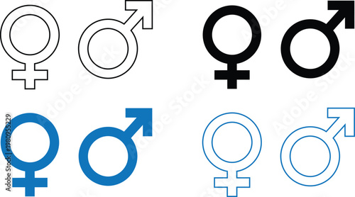 Gender symbols representation a visual exploration of male and female icons in various styles and colors