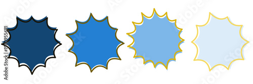 Hand Drawn Blue Starburst Price Tags for Summer Sale and Beach Promotions