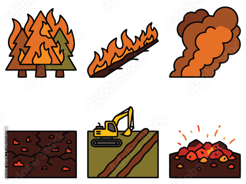 Forest Fire Icons.