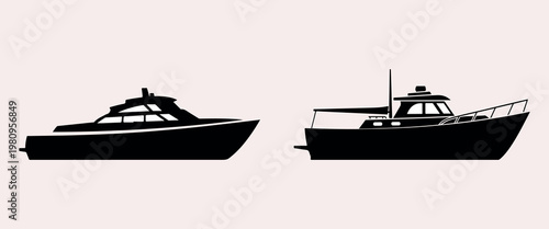 Luxury Speedboats Silhouette on Minimal Background