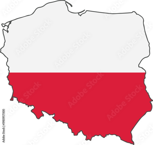 Map of Poland overlaid with the national flag, showcasing the country's unique geographical outline and patriotic colors