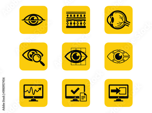 Eye Health and Vision Icons Set.