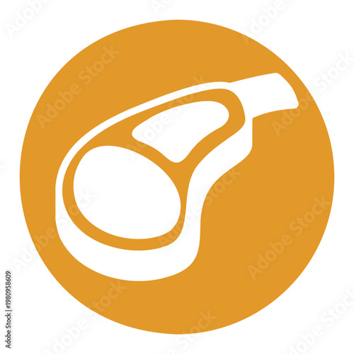 Lamb Chop Meat Glyph Vector Icon