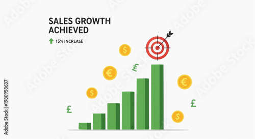 vector illustration of business chart Sales Growth Bar Chart Infographic Flat Vector Design
