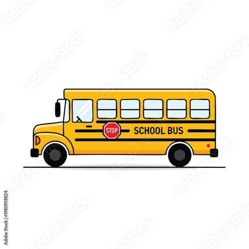 Bright Yellow School Bus with Stop Sign for Student Transportation