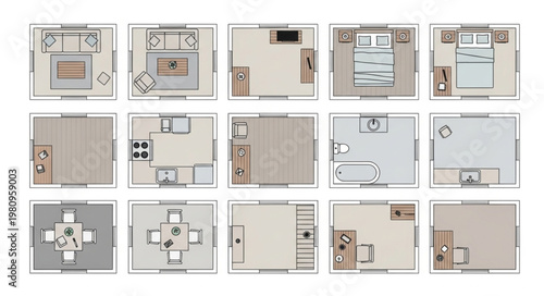 Collection of various floor plans for residential homes.