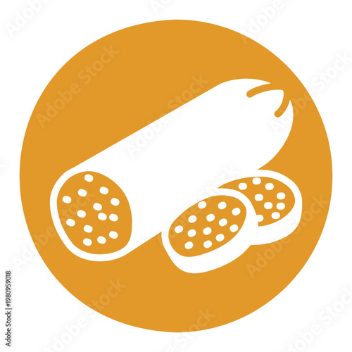 Sliced Pepperoni Sausage Glyph Vector Icon
