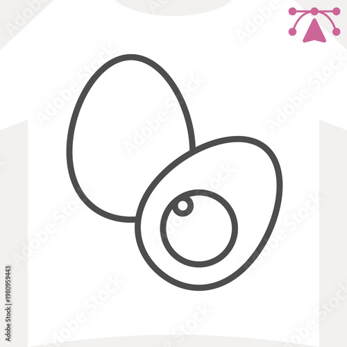 Two eggs line icon, poultry food concept. Vector graphics. Whole and half boiled egg sign and editable stroke, outline style icon for mobile or web design.