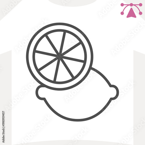 Lemon line icon, citrus fruit concept. Vector graphics. Whole and half lemon with wedges sign and editable stroke, outline style icon for mobile or web design.